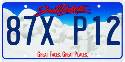 SD license plate 87XP12