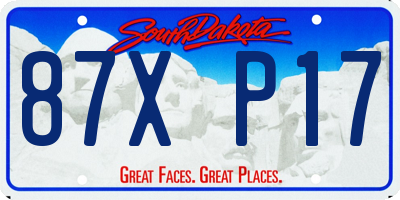 SD license plate 87XP17
