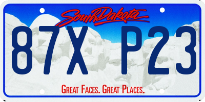 SD license plate 87XP23