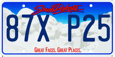 SD license plate 87XP25
