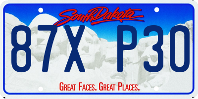 SD license plate 87XP30
