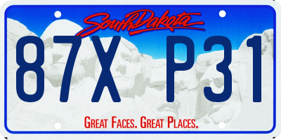 SD license plate 87XP31