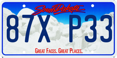 SD license plate 87XP33