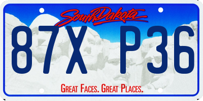 SD license plate 87XP36