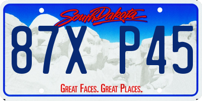SD license plate 87XP45