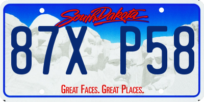 SD license plate 87XP58