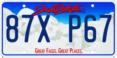 SD license plate 87XP67