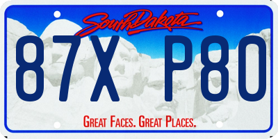 SD license plate 87XP80