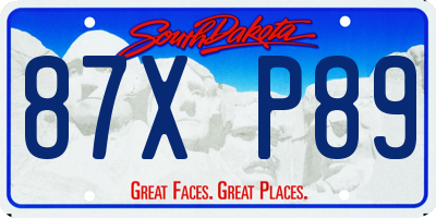 SD license plate 87XP89