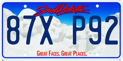 SD license plate 87XP92