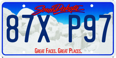 SD license plate 87XP97