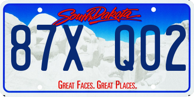 SD license plate 87XQ02