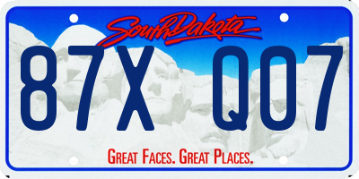 SD license plate 87XQ07