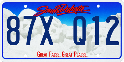 SD license plate 87XQ12