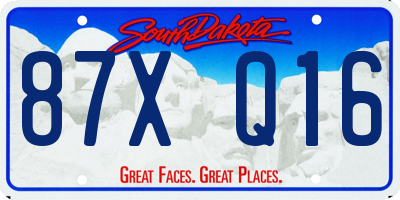 SD license plate 87XQ16