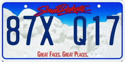 SD license plate 87XQ17