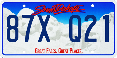 SD license plate 87XQ21