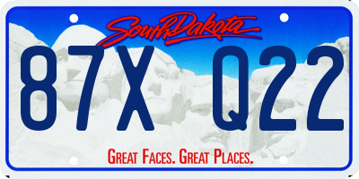 SD license plate 87XQ22