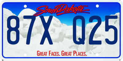 SD license plate 87XQ25