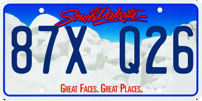 SD license plate 87XQ26