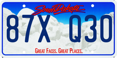 SD license plate 87XQ30