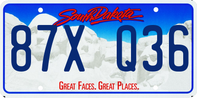 SD license plate 87XQ36