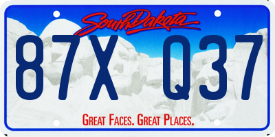 SD license plate 87XQ37