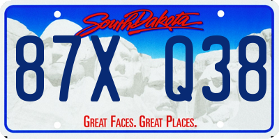 SD license plate 87XQ38