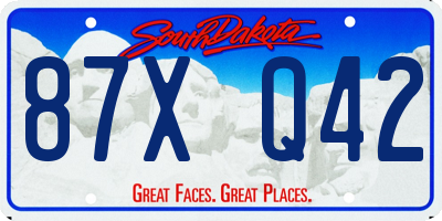 SD license plate 87XQ42