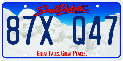 SD license plate 87XQ47