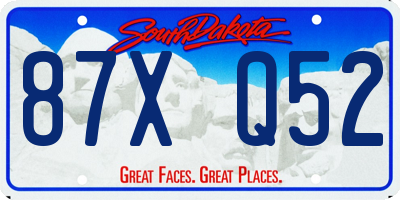 SD license plate 87XQ52