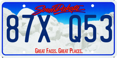 SD license plate 87XQ53