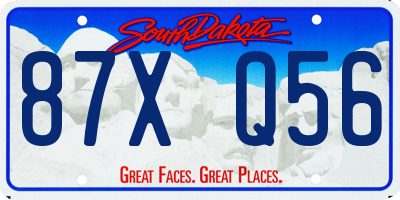 SD license plate 87XQ56
