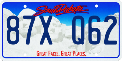 SD license plate 87XQ62