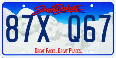 SD license plate 87XQ67