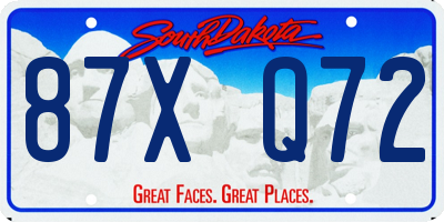 SD license plate 87XQ72