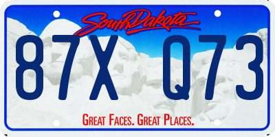 SD license plate 87XQ73