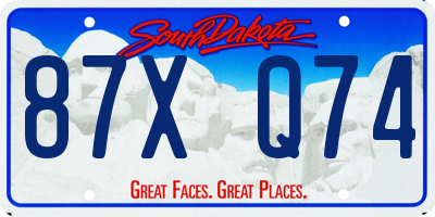 SD license plate 87XQ74