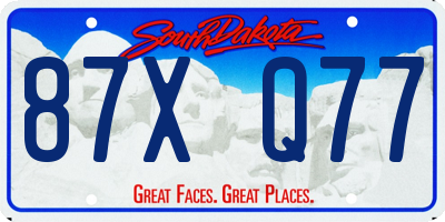 SD license plate 87XQ77