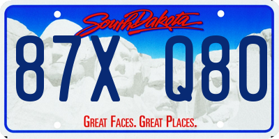 SD license plate 87XQ80