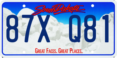 SD license plate 87XQ81