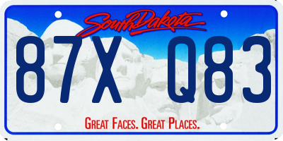 SD license plate 87XQ83