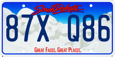 SD license plate 87XQ86