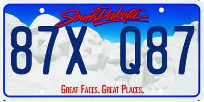 SD license plate 87XQ87
