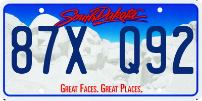 SD license plate 87XQ92