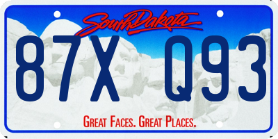 SD license plate 87XQ93
