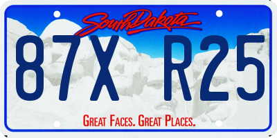 SD license plate 87XR25