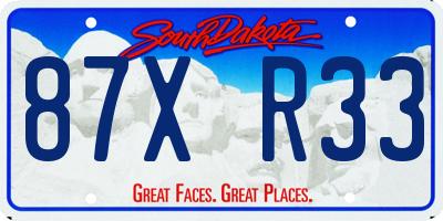 SD license plate 87XR33