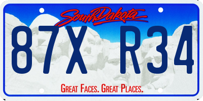 SD license plate 87XR34
