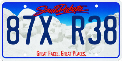 SD license plate 87XR38
